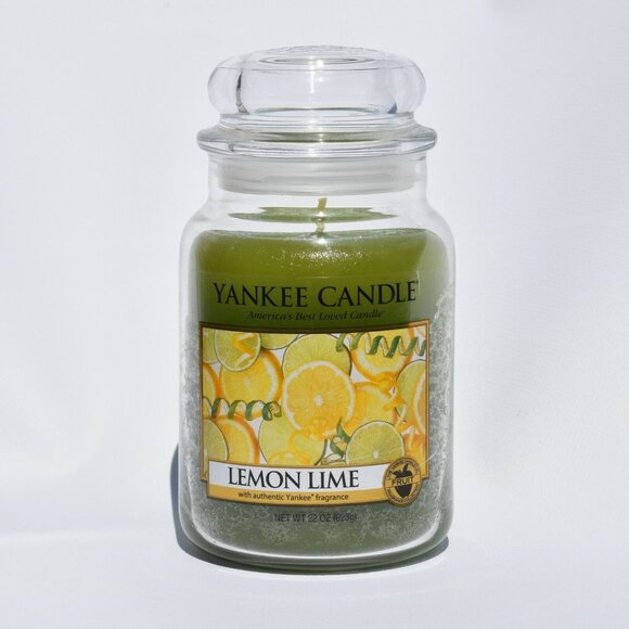 Yankee Candle Lemon Lime Jar Candle 22oz  Retired New Fresh Spring Scent - Picture 1 of 4